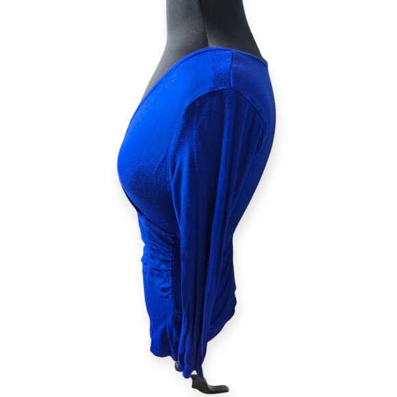 Cable & Gage Elegant Royal Blue Long Sleeve Knit V-Neck Top Size Small - Picture 5 of 14